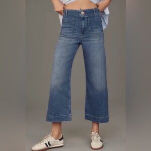 Anthropologie Maeve The Collette Denim Cropped Wide-Leg Jeans
